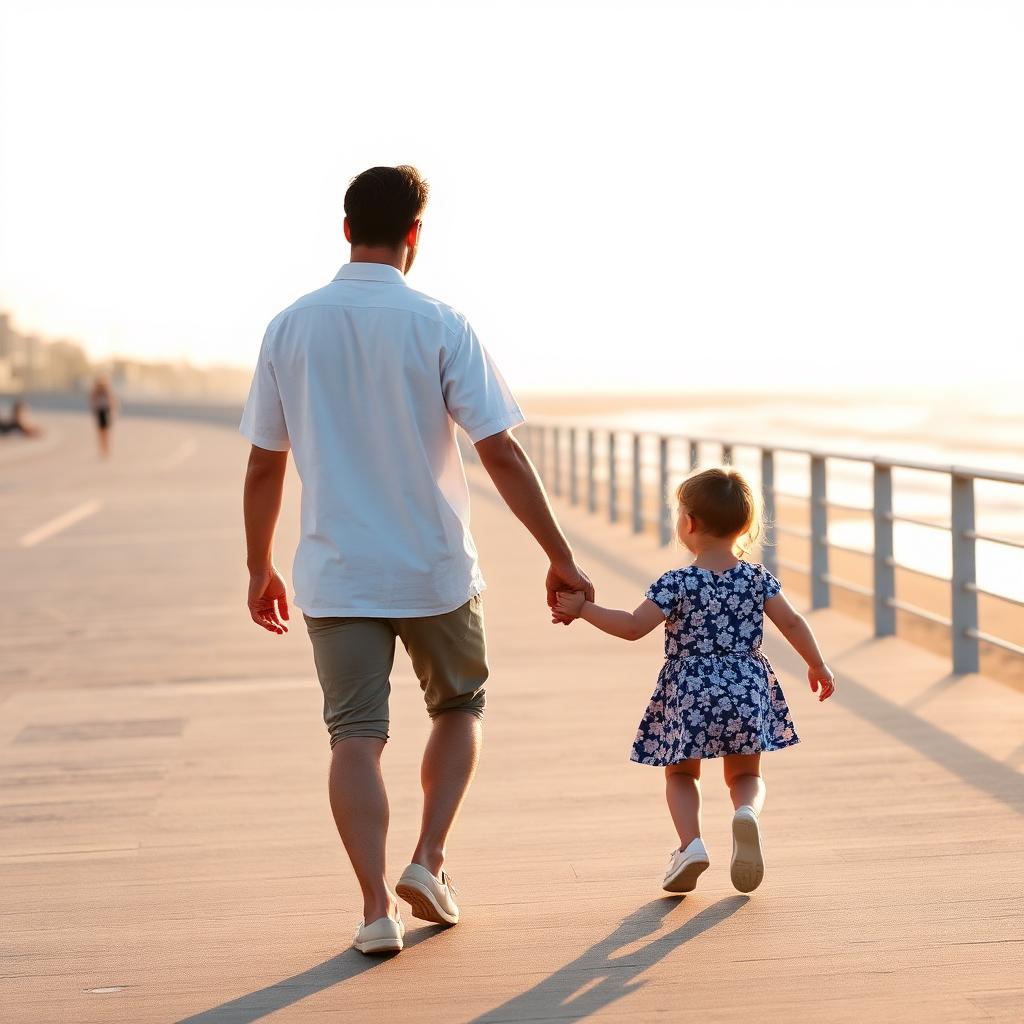 Genitore e bambina camminano sereni mano nella mano